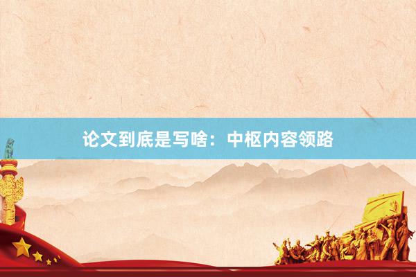论文到底是写啥：中枢内容领路